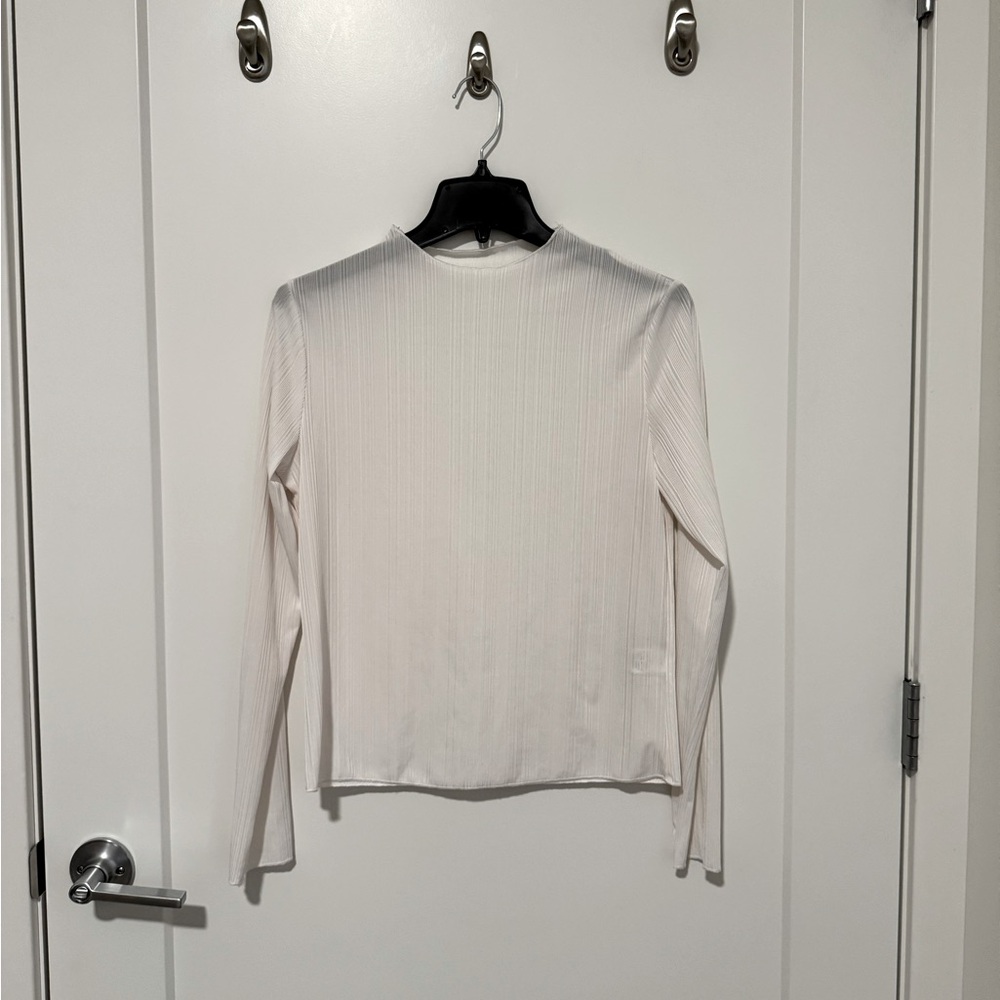 SHEIN Striped Mock Neck Blouse | White